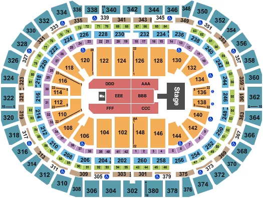 seating chart for Ball Arena - Christian Nodal - eventticketscenter.com